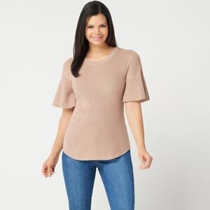 NWT Isaac Mizrahi! Short-Sleeve Scoop-Neck Sweater | Size S